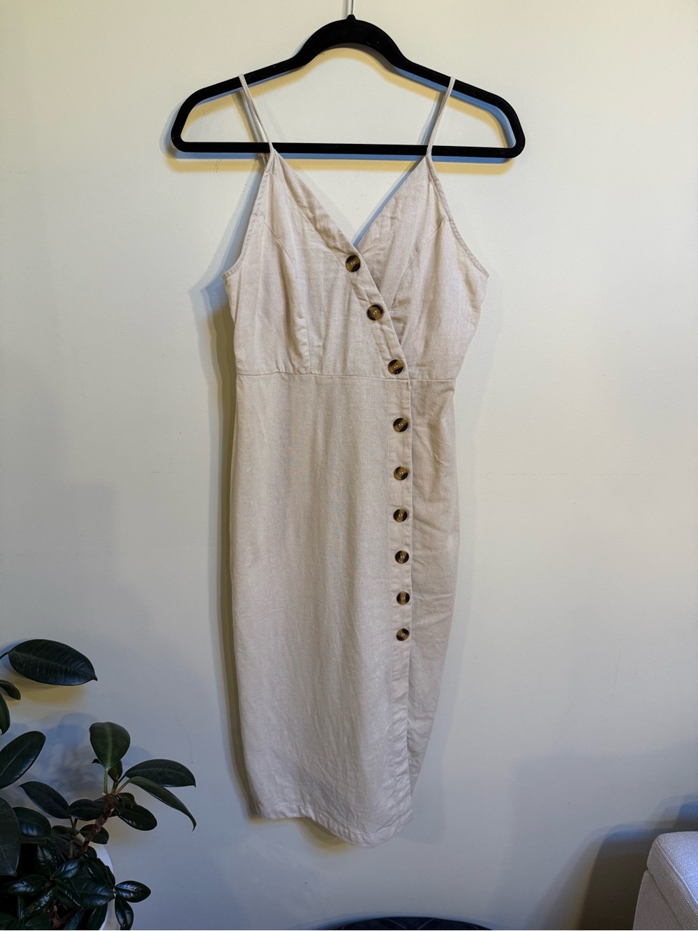 Urban Outfitters Linen Button-Front Midi Dress
